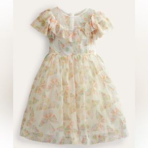 Mini Boden Pastel Butterfly Dress - Cream and Multicolor